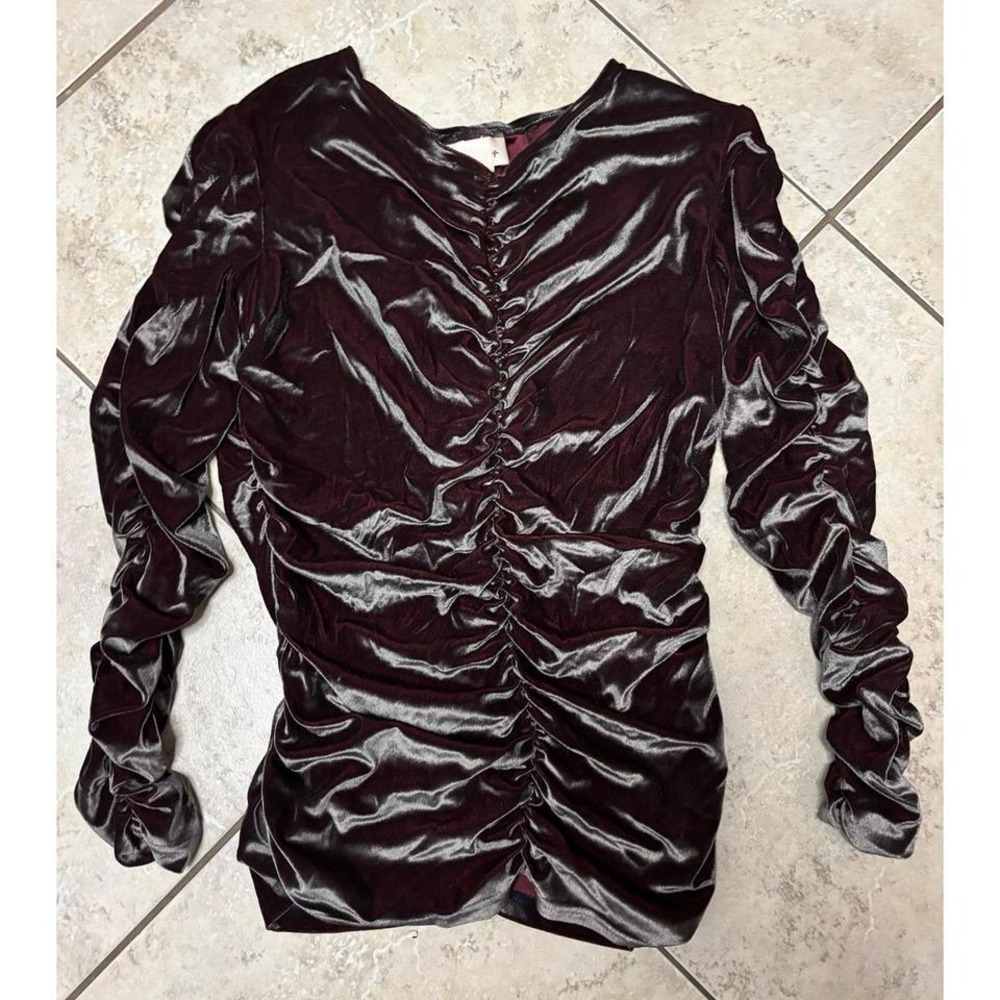 Vintage‎ crushed velvet ruched long sleeve top size xl by CH Group